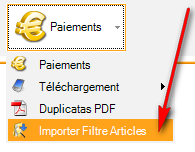 importer le filtre d'articles dans un document