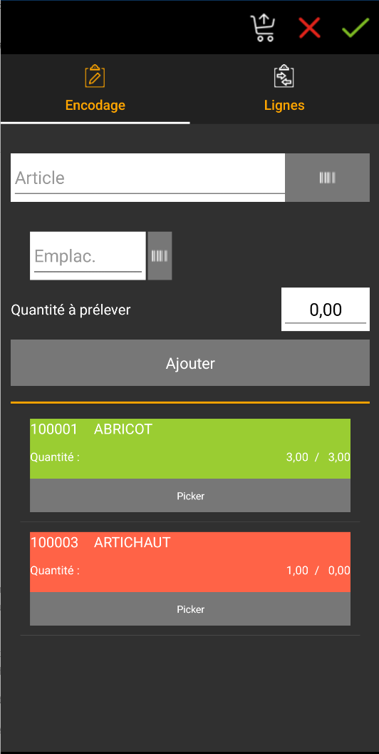 réaliser le picking avec l'app MercatorPenguin