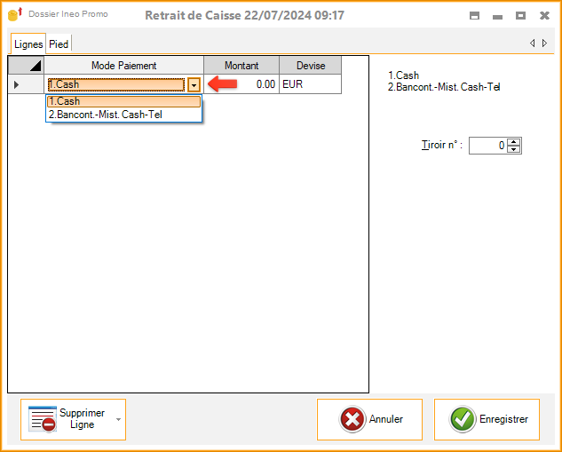 vue sur le mode de paiement pour les retraits (2)
