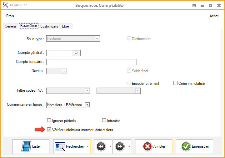 vue sur la case à cocher