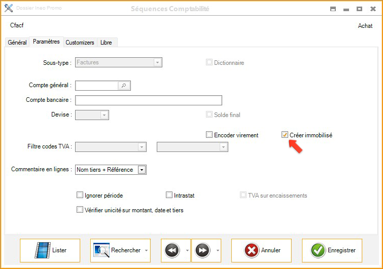 vue sur la case à cocher