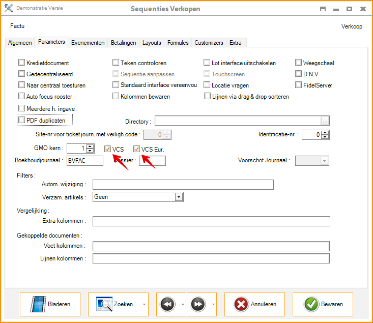 weergave van de selectievakjes