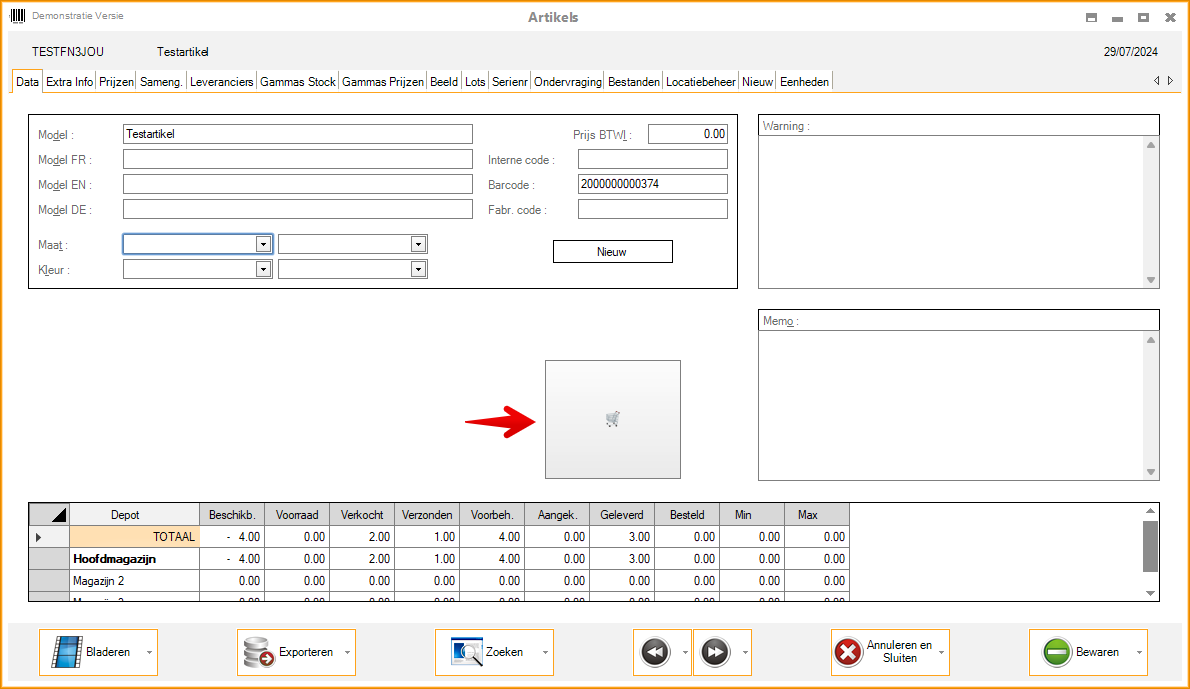 afbeelding van de nieuwe knop