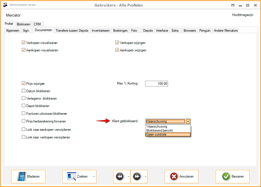 weergave gedragsinstellingen