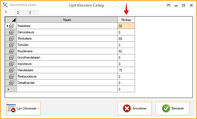 weergave op de kolom