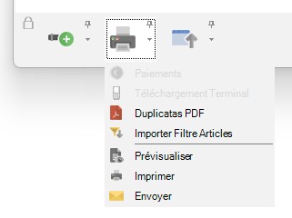 Raccourcis vers les boutons, dans le bas de l'écran