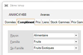 Rayons, familles, sous-familles