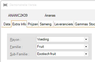 Rayons, familles, sous-familles