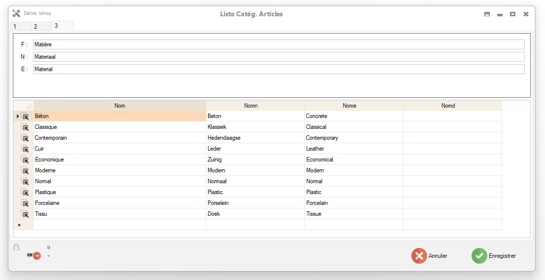 Catégories dans Mercator