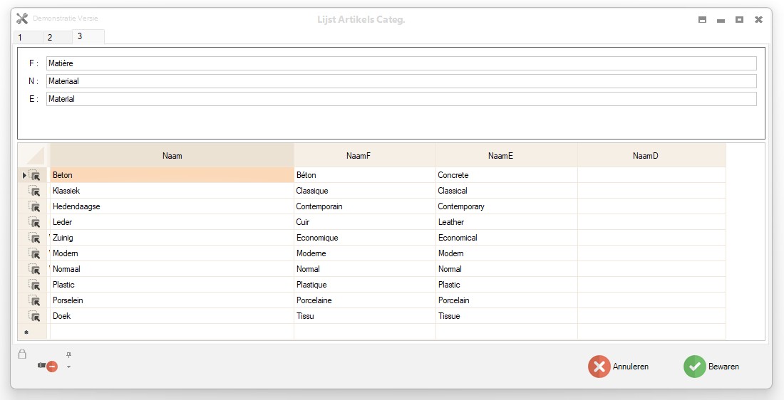 Categorieën in Mercator